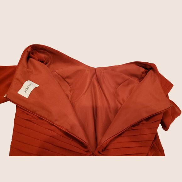 Rust Pleated Midi/Formal/Mother of the Bride Dress by STACEES – Size 12/14 - Picture 8 of 9